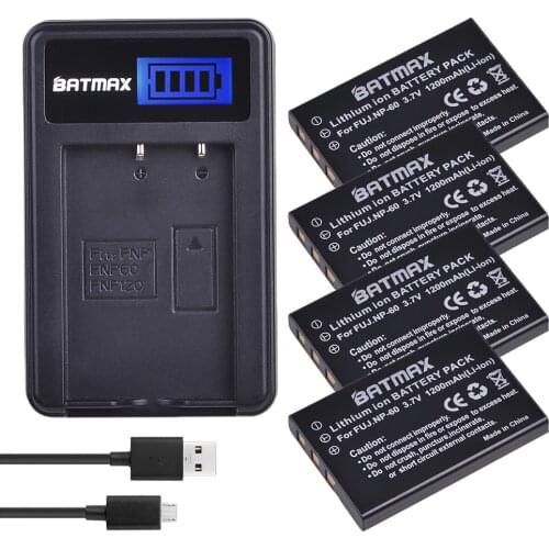 4PCS NP-60 NP 60 NP60 Rechargeable Camera Battery + LCD USB Charger for FUJIFILM FUJI FinePix M603 F601 F410 F401 50i Zoom