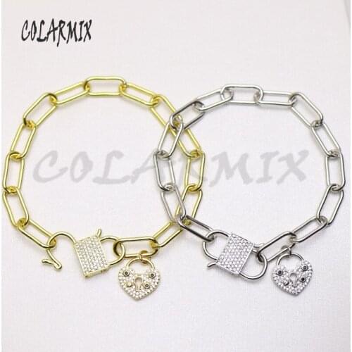 5 piece Lock bracelets Heart lock bracelet bangle adjustable chain fashion charm bracelets for women 51008