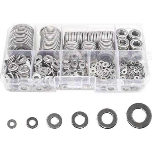 580Pcs Stainless Steel M2 M2.5 M3 M4 M5 M6 M8 M10 M12 Flat Washers Kit with Box