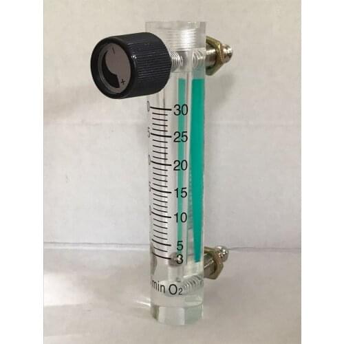 Acrylic Gas Air Oxygen Flow Meter Flowmeter Countor Indicator O2 With Valve brass Connector 0.1Mpa 3-30L/Min height 116mm
