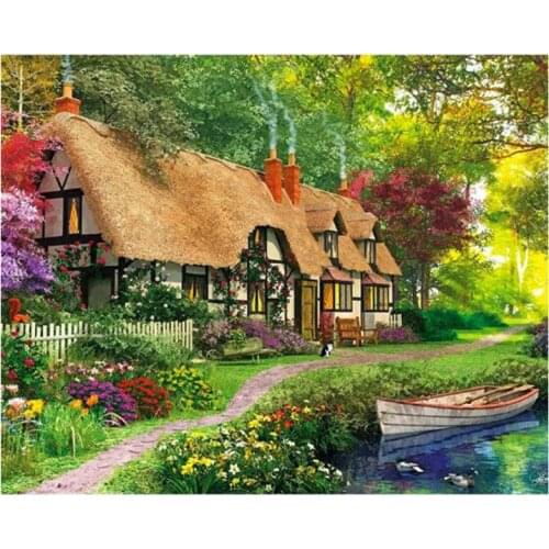 5D Diy Full Square Drill Forest Villa Diamond Painting Cross Stitch Rhinestone Embroidery Mosaic Home Decoration FH835