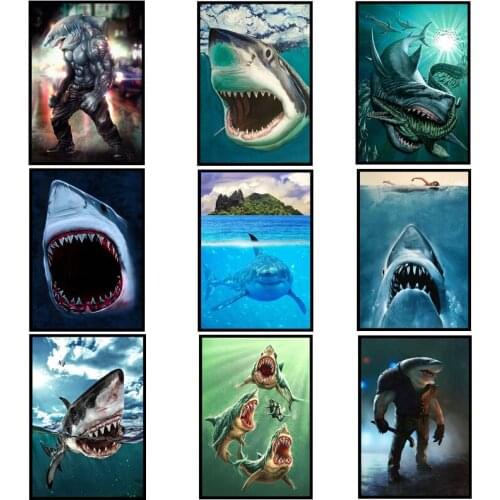 5D DIY Diamond Painting Diamond Embroidery Mosaic Cross Stitch Kits Home Decor Cartoon Animal Shark