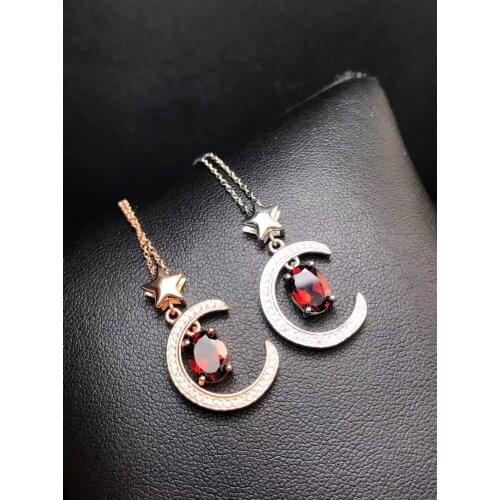 Big sale New Natural Garnet Pendant of necklace for women 925 Sterling Silver gold plated certificate natural gem necklace