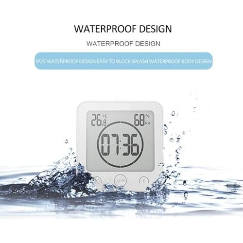 Digital Wall Clock LCD Waterproof Shower Clocks Suction Wall Stand Alarm Bathroom Clocks Timer Tempe Humidity Station for Home