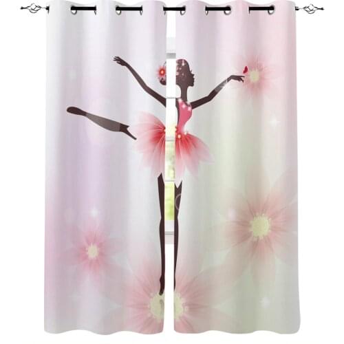 Ballet Girls Flowers Art Curtains For Living Room Modern Window Curtains For Bedroom Curtains Drapes Blinds