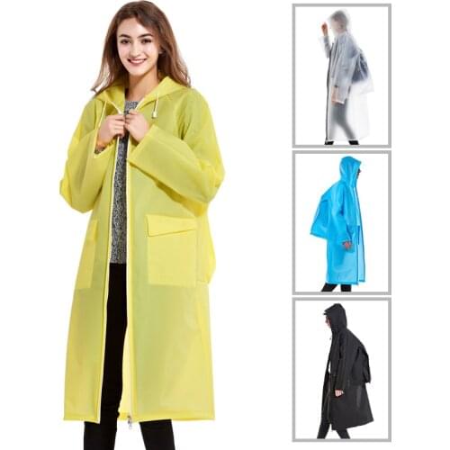 EVA Long Raincoat with Backpack Position Women/Men Zipper Hooded Poncho Motorcycle Rainwear Long Style Hiking Poncho Rain Jacket
