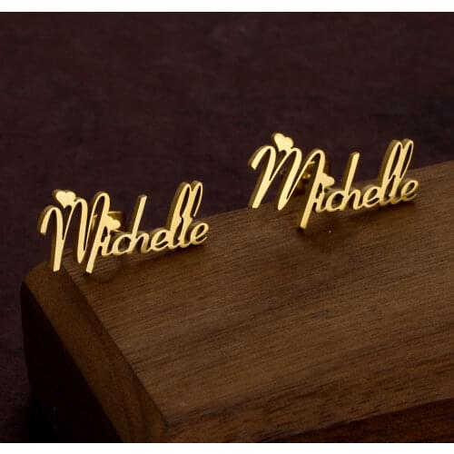 Custom Fashion Stainless Steel Name Earrings for Women Customized Personalized Stud Earrings Customized Letter Nameplate Jewelry