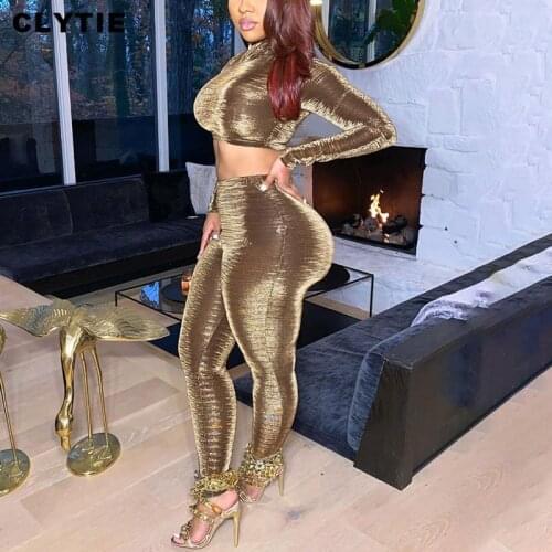 Clytie Sexy Long Sleeve Two Pieces Set Women O Neck Long Pants 2021 New Spring Women Sexy Casual Ladies 2 Piece Sets