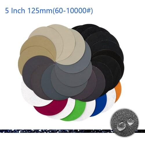 5 Inch 125mm Round Abrasive Sandpaper 60-10000 Grit Wet And Dry Grinding Flocking Disc Sandpaper For Plastic Jade Polishing
