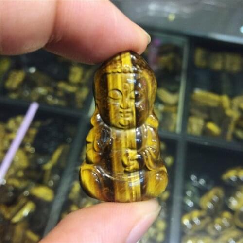 Natural Yellow Tiger Eye Stone Pendant Buddha Head Hand Made Pendants Necklace gift For Women Men pendants Animal Shape 1pcs