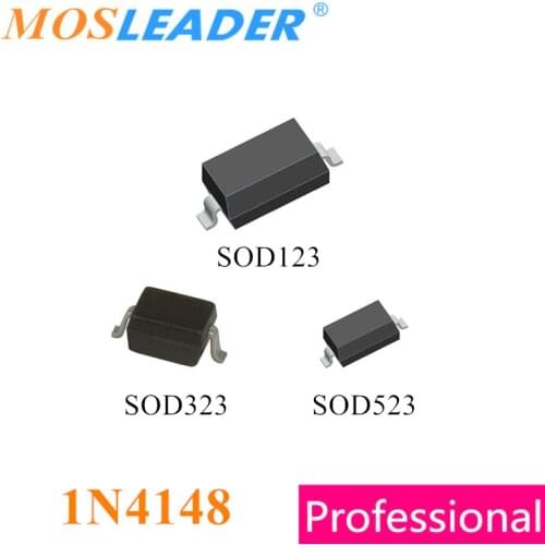 Mosleader 1N4148 T4 3000PCS SOD123 SOD323 SOD523 1N4148WS 1N4148WT 1206 0805 0603 4148 100V 0.15A 150mA Chinese High quality