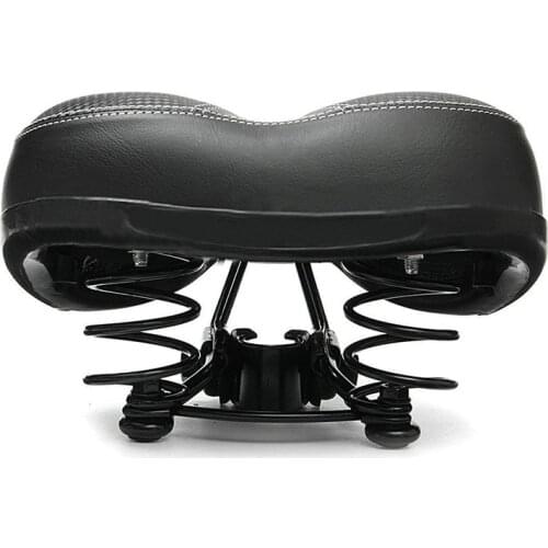 Bike Saddle Bicycle Saddle Wide Soft Pad Comfort Breathable Leather Mountain Bike Cushion