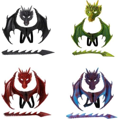 Demon Dragon Cosplay Costume Dinosaur Set Wing and Masks Christmas Halloween Carnival Kid children Gift Party Props