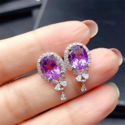 Natural Amethyst Earring,Gemstone Earring,Silver Earring,925 Sterling Silver Earring,Fine Silver Earring,Dangle Earring