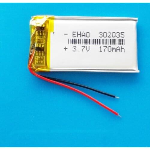 Wholesale 3.7V 170mAh lithium polymer lipo Rechargeable battery cells for MP3 MP4 GPS bluetooth headset video pen camera 302035