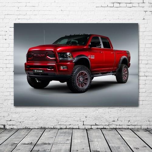 Dodges Ram 2500 Apache Trucks Red Pickup Picture Canvas Posters and Prints Wall Art Paintings for Living Room Decor