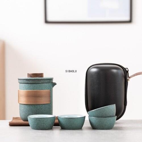 Portable Quick-passer Cup, One Pot, Four Cups, Travel Tea Set, Ceramic Travel Outdoor Portable Teapot and Teacup Tea Sets