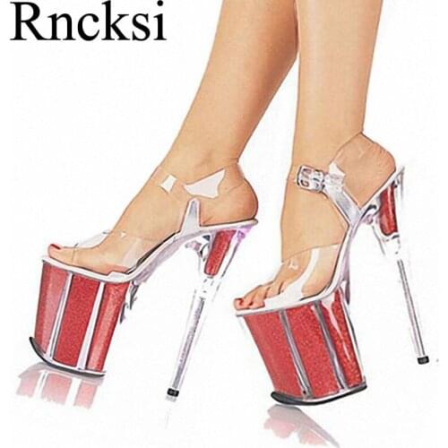 Rncksi Women New Sexy Dance Sandal Shoes 20CM High Heel Platforms Pole Performance Star Model Sandals Party Wedding Sandals