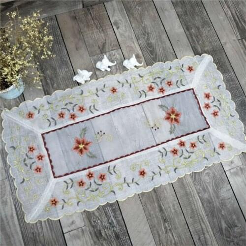 Modern Embroidered bed table runner cloth cover flag towel mantel Nappe lace tea Tablecloth party Christmas Easter wedding decor