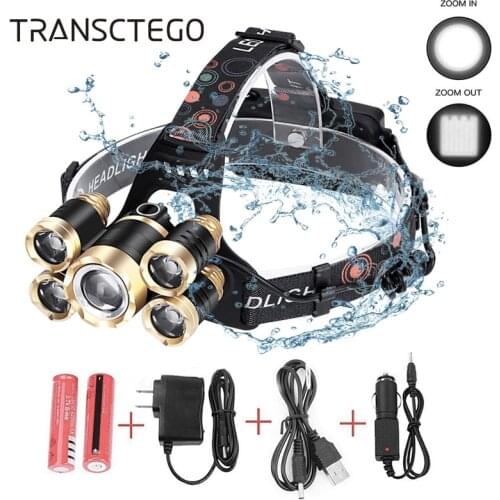 18000 Lumens Led Headlamp XM-L2 T6 Headlight Torch Rechargeable Zoomable Flashlight Waterproof Fishing Hunting 18650 Head Lamp