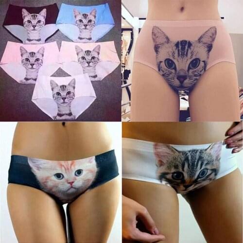 Sexy Panties 2021 Wholesale Pink 3d Print Cat Cotton Underwear Women panties Seamless Briefs ropa interior mujer lingerie