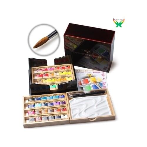 Japan Holbein Yueqian lacquer solid watercolor pigment master watercolor 48 color set artist painting pigment biological gift
