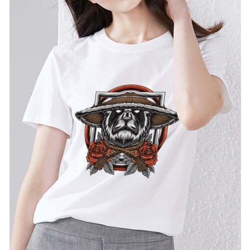 T-shirt Womens Summer Street Blouse Casual O-neck Cartoon Anime Monster Demon Pattern Printing Series Ladies Commuter Shirt