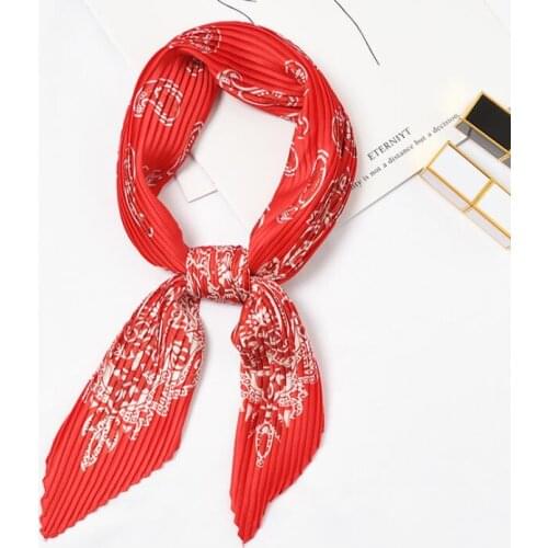 Yishine Wrinkle Neck Scarf Women Cashew Flowers Print Fashion Crepe Kerchief Scarves New Headband Crumple Handlebag Wraps Scarf