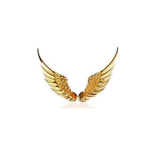 1Pair 3D Metal Angel Wing Decoration Badge Emblem Chrome Car Auto Sticker Decal (Silver,Golden)