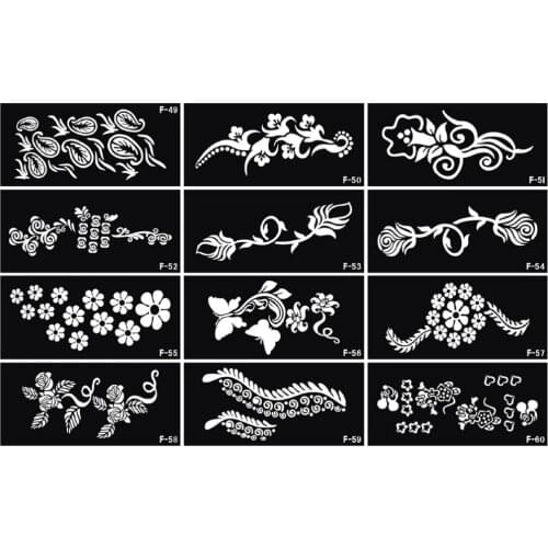 10pcs Temporary Tattoo Template Henna Flower Painting Stencil Big Size 18.5x9.5cm Multi Patterns for Choose 49-84