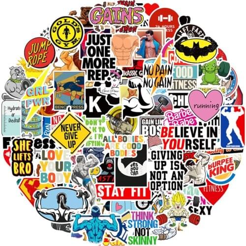 100PCS Fitness Stickers DIY Skateboard Fridge Guitar Travel Snowboard Motorcycle Luggage Classic Toy Cool Stickers