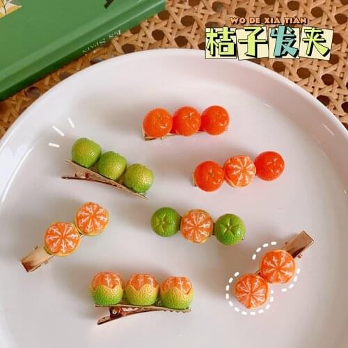 2021 Girls Cute Creative Hairpin Biscuit Side Top Hair Clips Headdress The orange hair clips