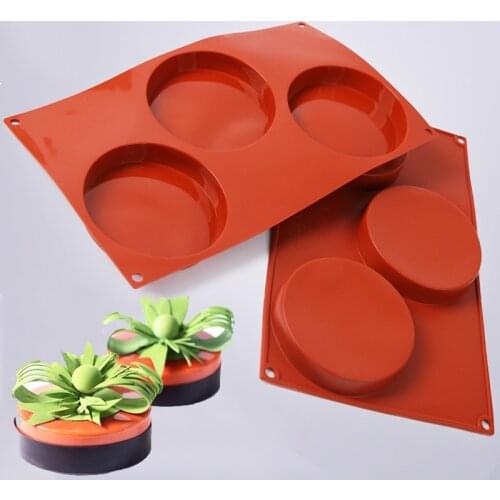 3 Cavity Round Silicone Cake Mold Pastry Baking Round Jelly Pudding Soap Form Ice Cake Decoration Tool Disc Bread Biscuit Mould