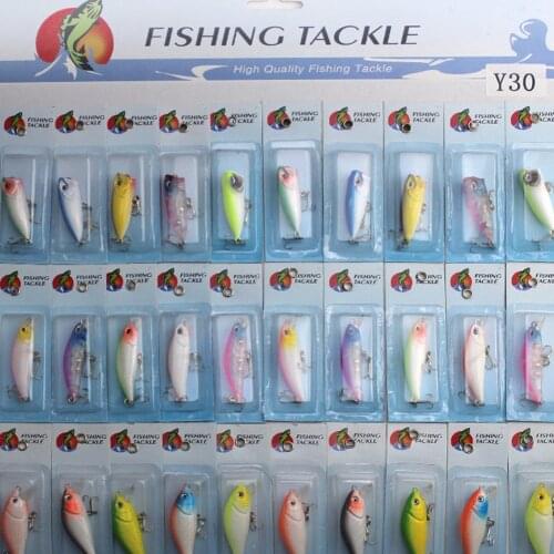 Mounchain 30pcs Kinds of Plastic Fishing Lures Crankbaits Hooks Minnow Bass Baits Tackle