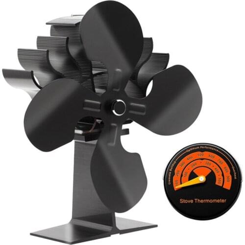 4 Blade Heat Powered Stove Fan for Wood Log Burner Fireplace Quiet Environmental Fan Heater Efficient Heat Distribution Warm Air