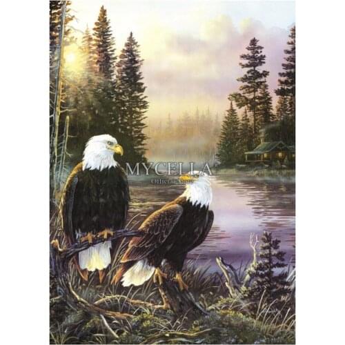 5d Diy Diamond Painting Cabin Days Diamond Mosaic Eagles Cross Stitch Diamond Embroidery Birds & Rivers Rhinestone Home Decor