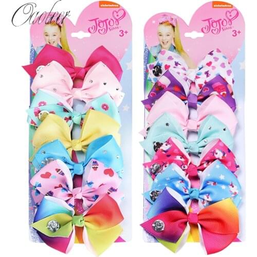 7 Pieces/set Jojo Siwa/jojo Bows Hair Bows Clips for Girls One-week-used Bowknot Hairgrips Ribbon Bow Hairpin Hair Accessories
