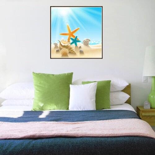 Diamond embroidery circle diamond special shape cartoon painting Sunny beach seastar rhinestone crystal painting home decoration