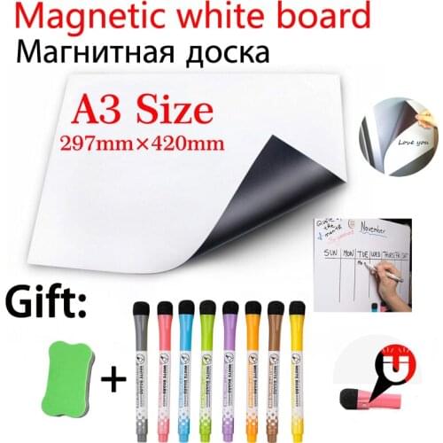 A3 Size 11.7 X 16.5in Magnetic Whiteboard Soft Home Office Kitchen Magnet Dry Erase White Boards Flexible Pad Fridge Sticker