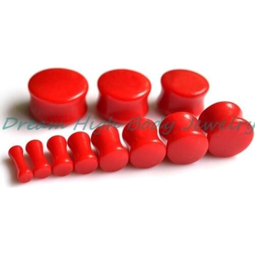 Free Shipping Red Double Flare Ear Plug Saddle Flesh Tunnel Taper Stretching UV Acrylic 3-20mm Earring Piercing Jewelry Expander