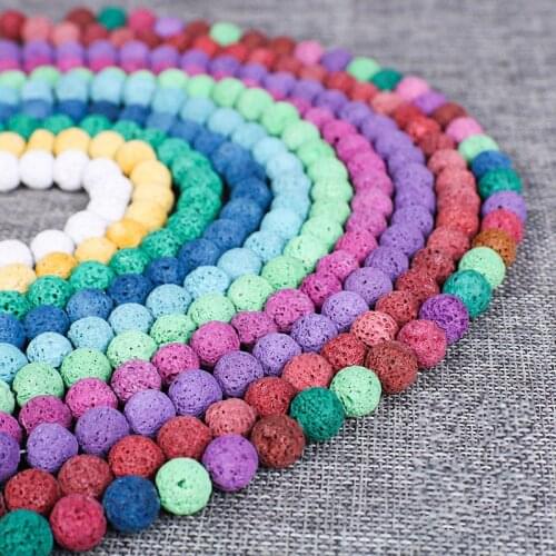 Natural Stone Beads for Jewelry Making DIY Volcano Lava Beads 8mm Lava Stone Spacer Beads for Bracelet Men Women Accessories