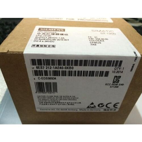 Original 6ES7212-1AE40-0XB0 SIMATIC S7-1200 CPU, 6ES72121AE400XB0, CPU 1212C, COMPACT CPU, DC/DC/DC,NEW 6ES7 212-1AE40-0XB0