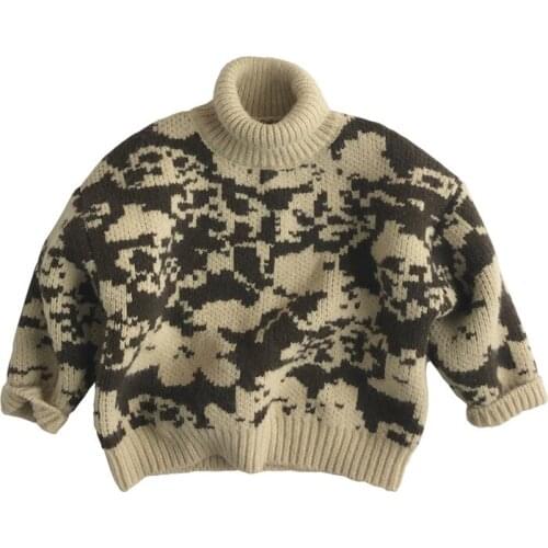 0-6Yrs Children Girs Leopard Sweater Soft Kids Boys Knitted Pullover Tops Autumn Winter Warm Clothing Outfits