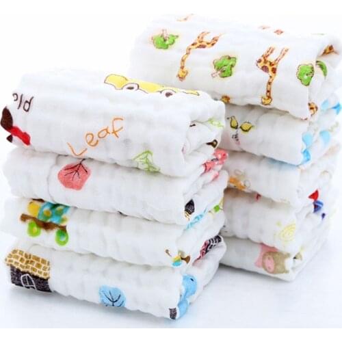 Baby Infant Childrens Face Scarf Square Towel Printing Bubble Cotton Six Layers Of Gauze Cotton Hand Wash Cotton Towel