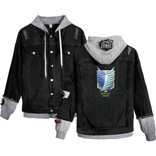 Personality Attack on Titan Jeans Jacket Men Women Denim Jackets Spring Autumn Clothing Denim Hoodies Coat Denim Jackets