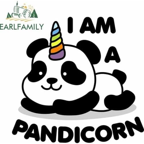 EARLFAMILY 13cm x 12.7cm For I Am A Pandicorn Funny Car Stickers Car Accessories Decal DIY Occlusion Scratch Surfboard Decor
