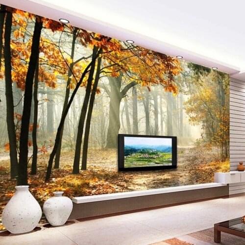 Custom Woods Forest Small Road Large Mural 3D Creative Dining Room Living Room Sofa TV Background Photo Wall Paper Home Decor 3D