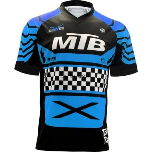 Downhill Jersey Off Road Motorcycle Bicycle Shirt Womens Cycling Jersey Men"s MTB Shirt Blue Short sleeve Retro T-shirt DH MX