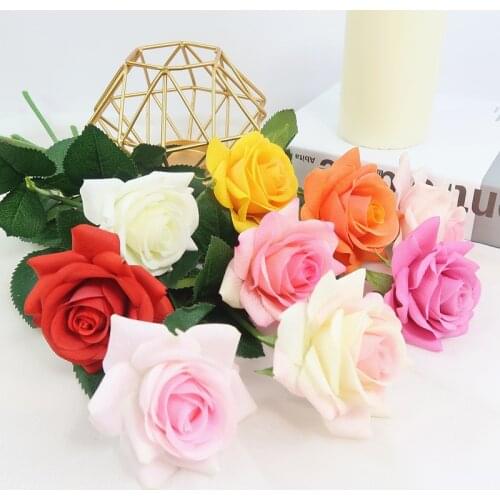 7 Pieces of Artificial Flowers Real Touch Rose Flower Valentines Day Home Wedding Decoration Party Birthday Gift