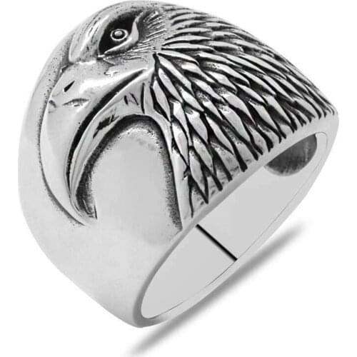 Sterling silver Turkish jewelry eagle motif mens ring